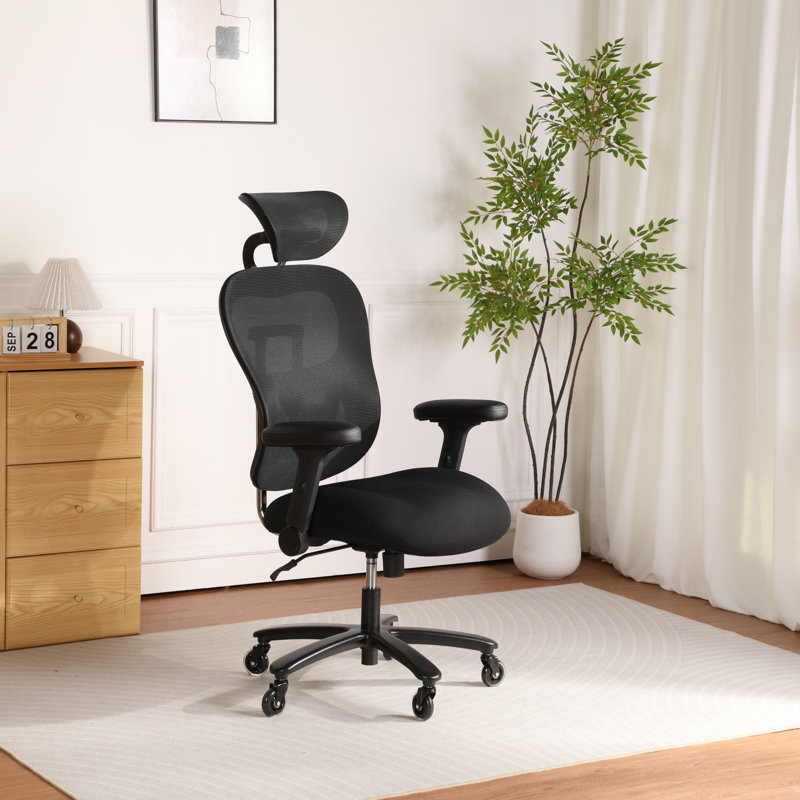 Grande et haute chaise de bureau en filet, chaise de jeu à dossier réglable avec support lombaire adaptatif, fauteuil de bureau de direction à accoudoirs rabattables en 2 dimensions