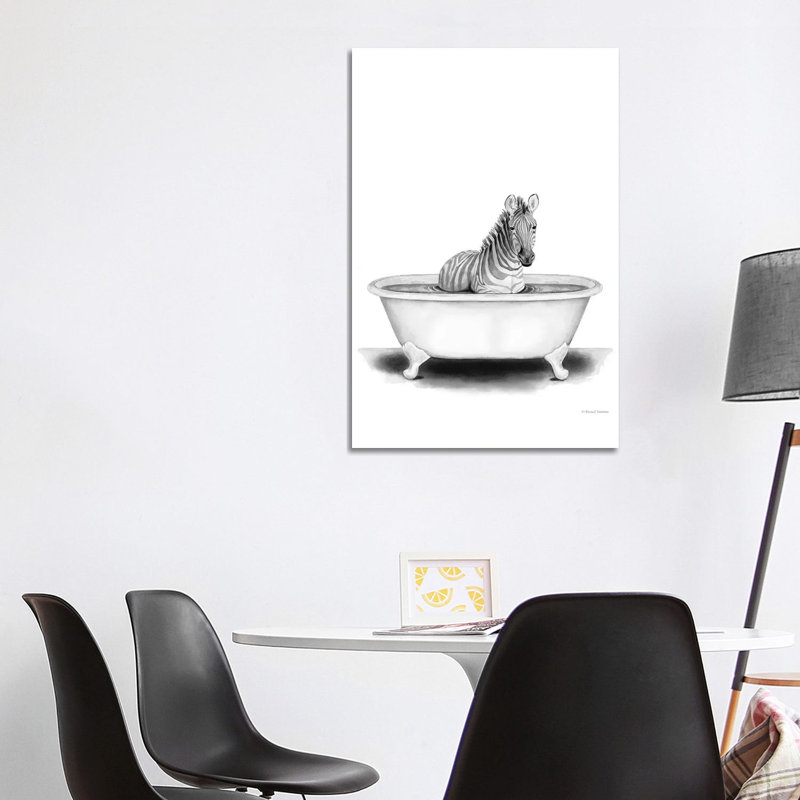 Zebra In Tub by Rachel Nieman - Print on Canvas, Wrapped Canvas, 101.6cm H x 66.04cm W x 3.81cm D