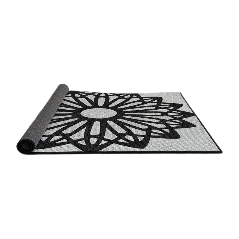 Tapis noir/blanc à motifs, Rond 5 pi