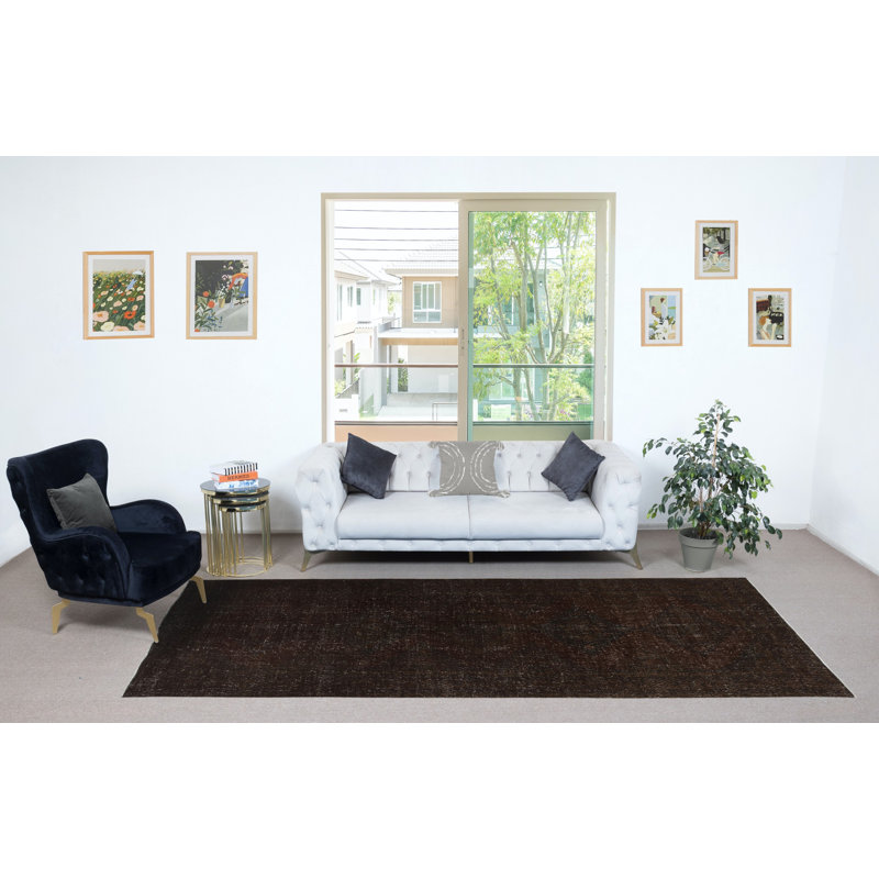 Tapis de couloir fait à la main 4,7 x 12 pi. Tapis de cuisine. Tapis brun couloir. Tapis d'escalier