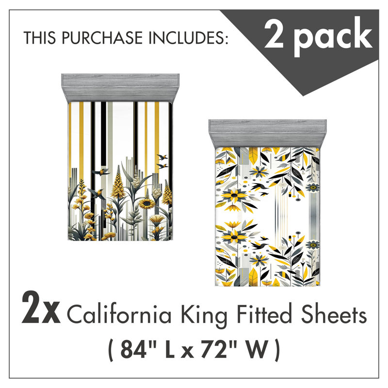 Microfiber Botanical Fitted Sheet, California King Fitted Sheet