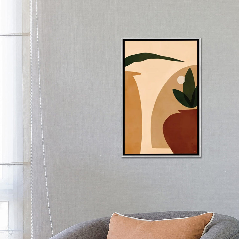 Ocre par Brie Nicole-impression d’art graphique, Pas de tapis, H 26 po x l 18 po x 1,5 po, Toile avec cadre argenté