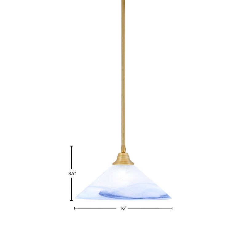Luminaire suspendu à tige suspendue au fini nouvel âge avec verre tourbillon bleu 16 po Edge
