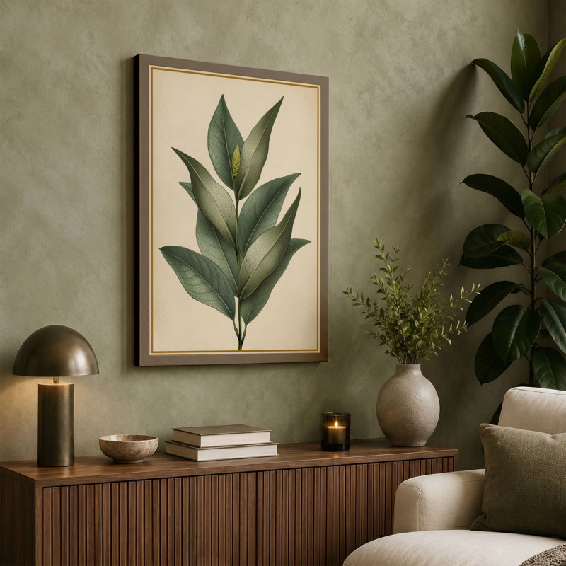 Study Botanical - Wrapped Canvas, 30x20 - 76.2 x 50.8 cm, Ochre Border