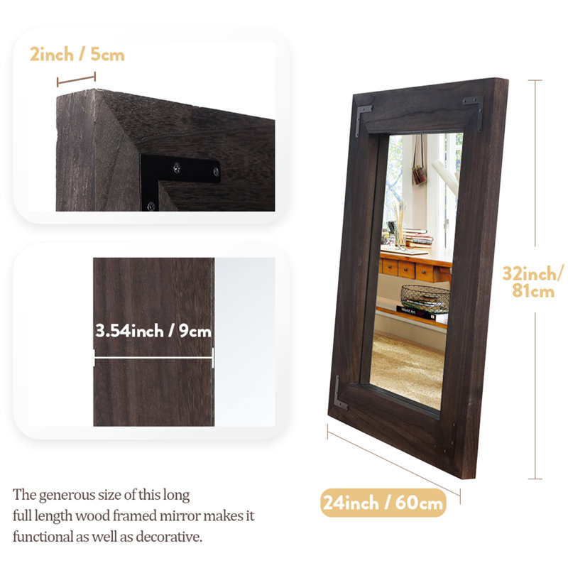 Forbell Wood Wall Mirror, Black, 32" x 24"