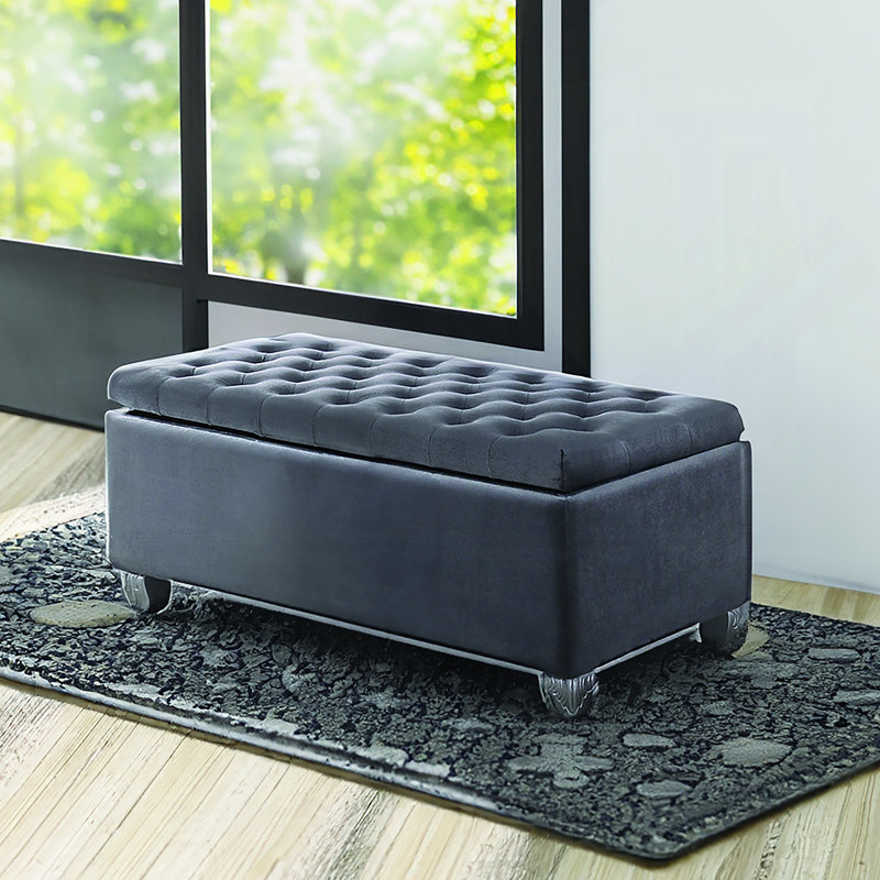 Banc en tissu gris avec rangement