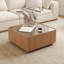 Table basse de 31,5 pouces carrée avec tiroirs de rangement, table basse moderne en bois avec plateau en verre, tables de centre de table de thé