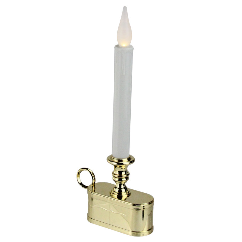 Lampe bougie de Noël à DEL 11 po avec base tonique, Or
