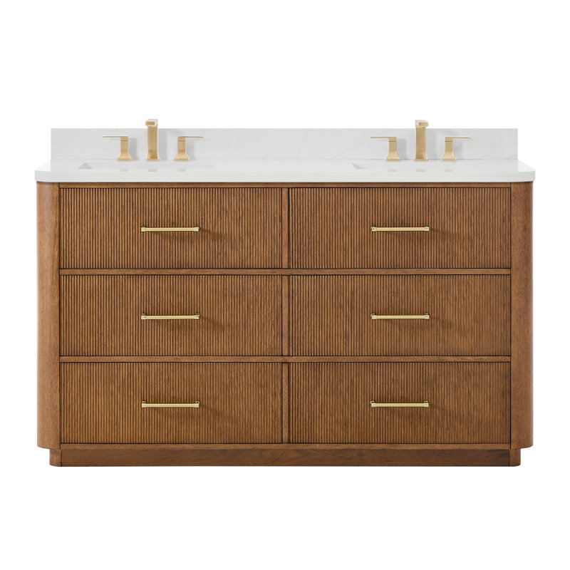 Ensemble de meuble-lavabo double 60 po Francesco, Brun, Bronze