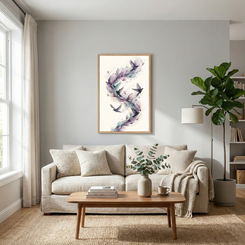 Ensemble de 1 tableau sur toile « Oiseaux en mouvement », 24"H x 18"W, Natural