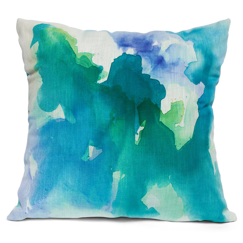 Hosley Submerge Square Orange Cushion, 22Inch Mordern Abstract Watercolor Painting Series Decorative Throw Pillow for Sofa, Couch, Bed, Home Decor