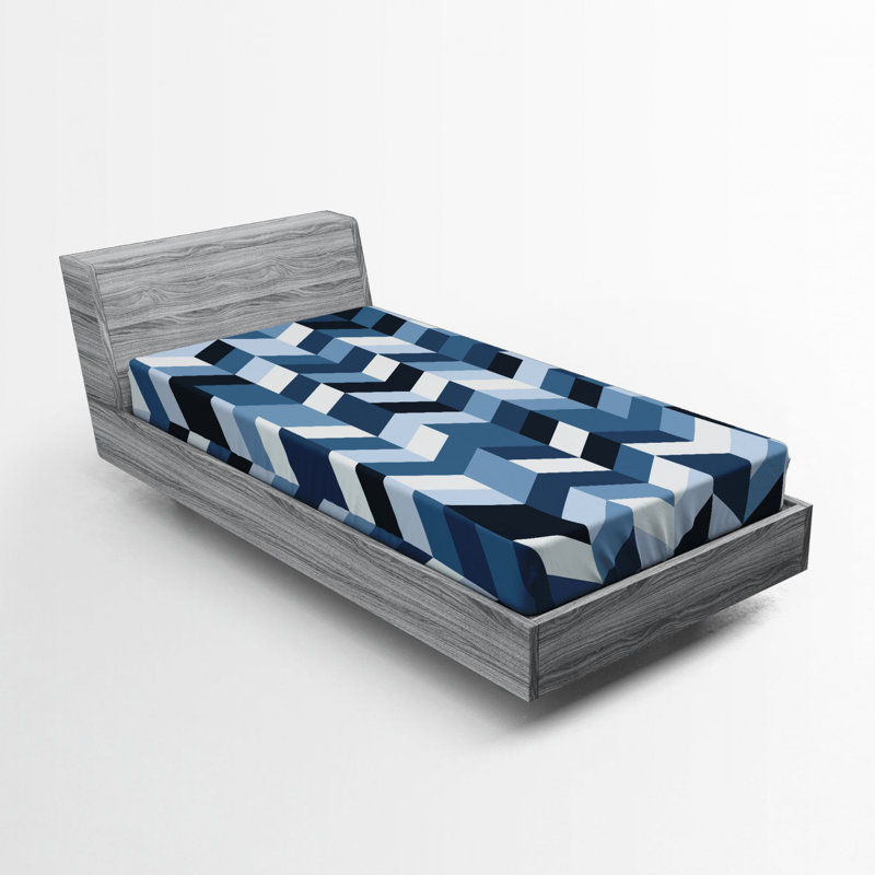 Microfiber Chevron Fitted Sheet, Twin Fitted Sheet, Geometric 1