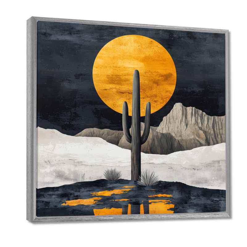 Cactus de Mariana, formes abstraites, forme pure II - Cactus, art mural, Impression encadrée flottante, Argent