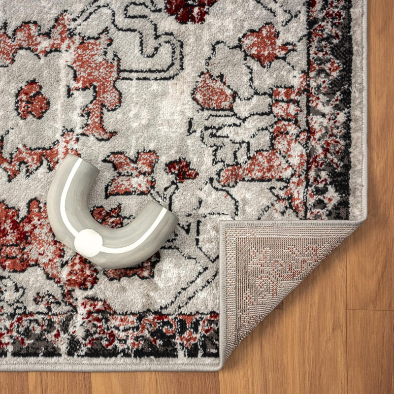 Tapis oriental à motif floral sans perte de poils, Rectangle 7 pi 8 po x 10 pi 0 po