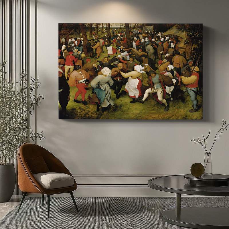 La danse paysanne - Pierre Bruegel l'Ancien - Toile tendue avec châssis-c. 1569, 12 x 18