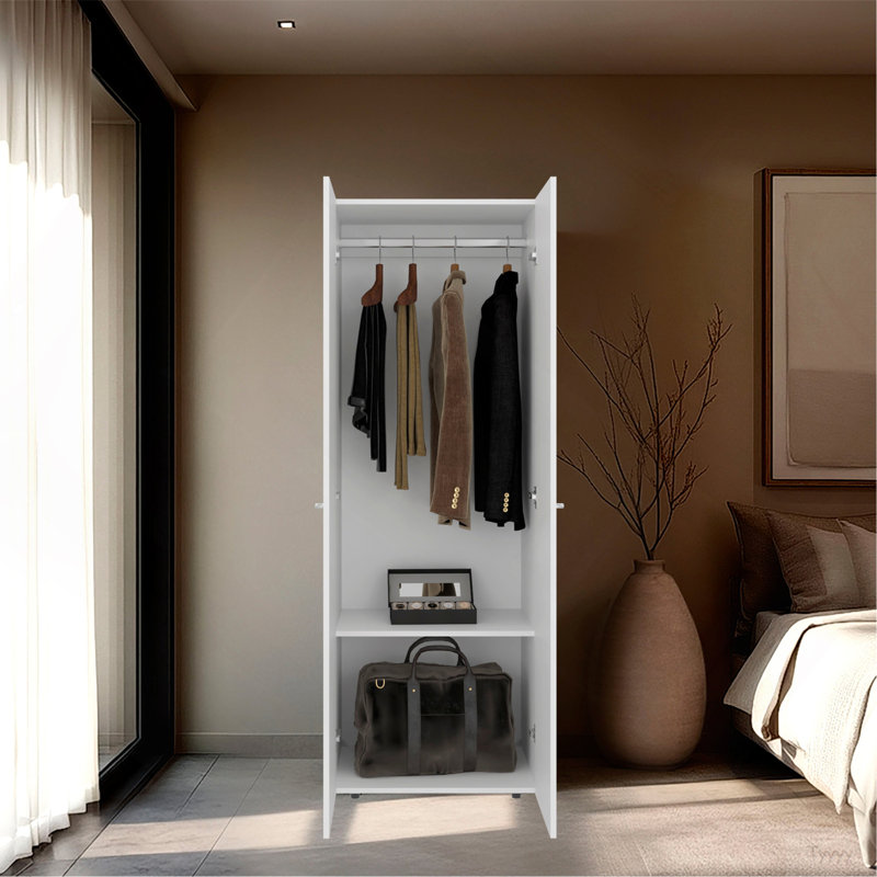 Grande armoire-penderie blanche à 2 portes, Blanc