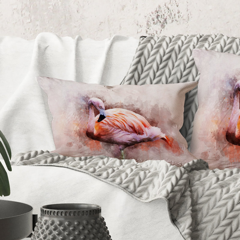 Coussin Rectangle, Portrait of Pink Flamingo III - Farmhouse