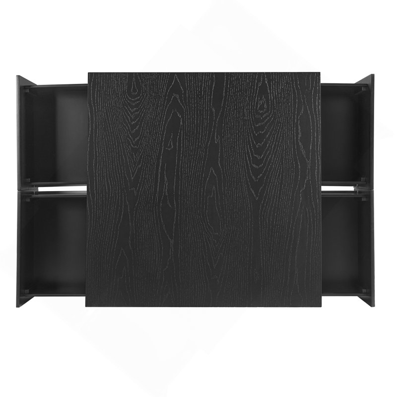 Table basse carrée 33,25 po à 4 tiroirs, Noir