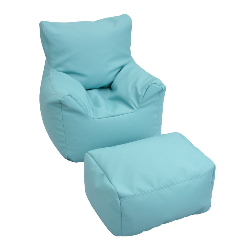 Fauteuil confortable et repose-pieds, Polyuréthane bleu sarcelle