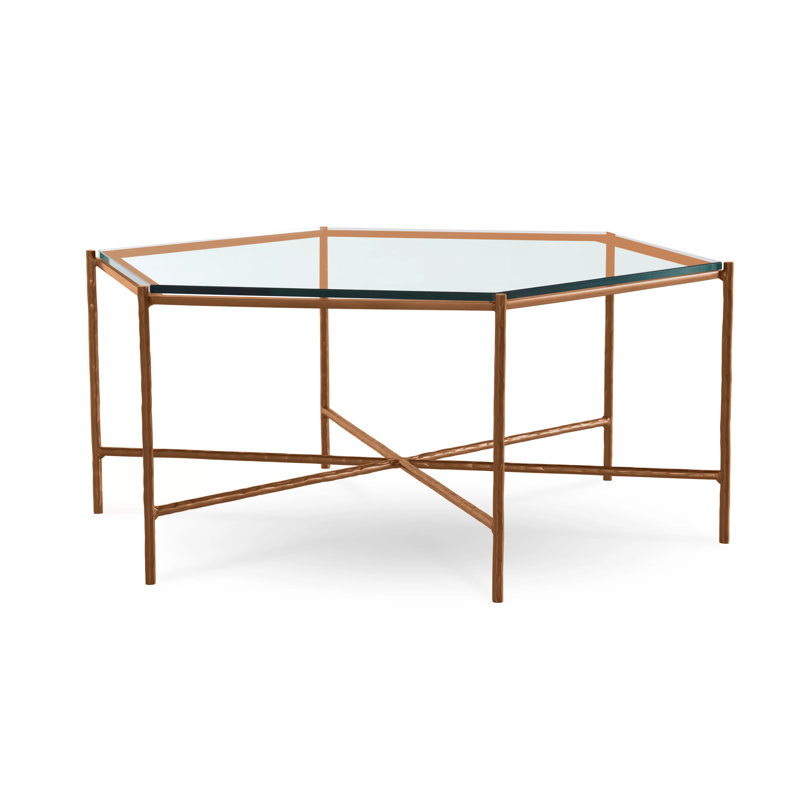 Athena Glass Top Coffee Table, Oil Rubbed Bronze, Clear, Glass