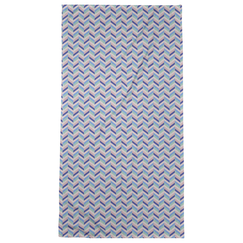 Serviette de plage à chevrons, Rose et bleu marine