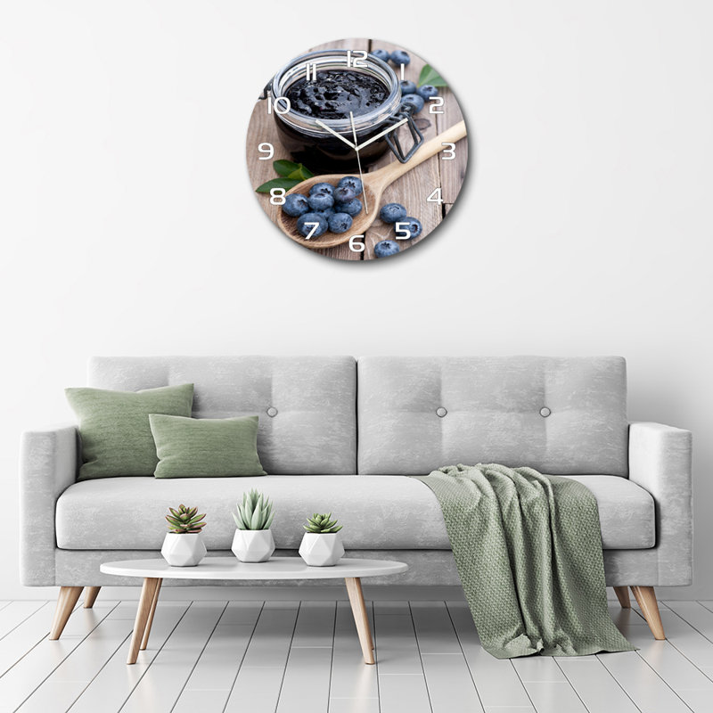 Jerrelle Glass Wall Clock, Black/Brown/Blue/White
