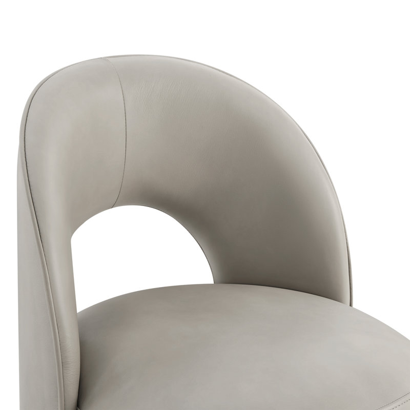 Chaise de salle à manger rembourrée en cuir véritable Neta (ensemble de 4), 4