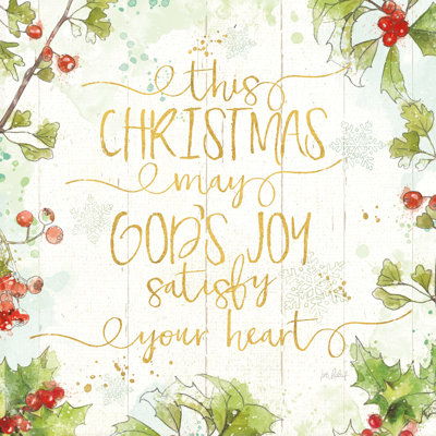 Christmas Sentiments III Gold On Wood by Katie Pertiet - Wrapped Canvas Print