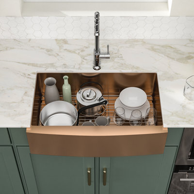 30" Undermount Farmhouse Apron Front 16 Gauge Single Bowl Stainless Steel Kitchen Sink with Accessories
