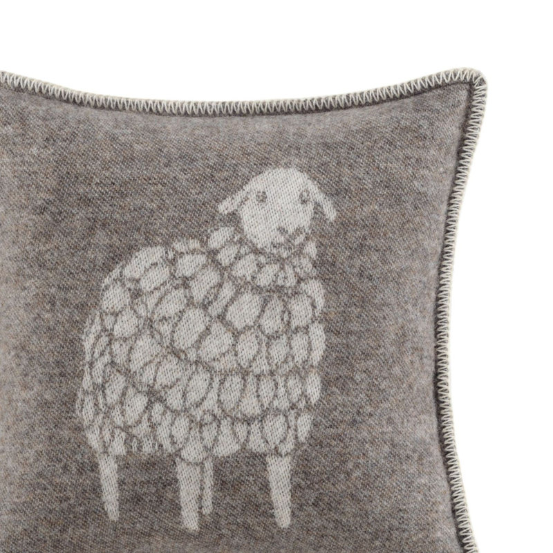Sheep Square Cushion Cover, Dark Brown/Off White