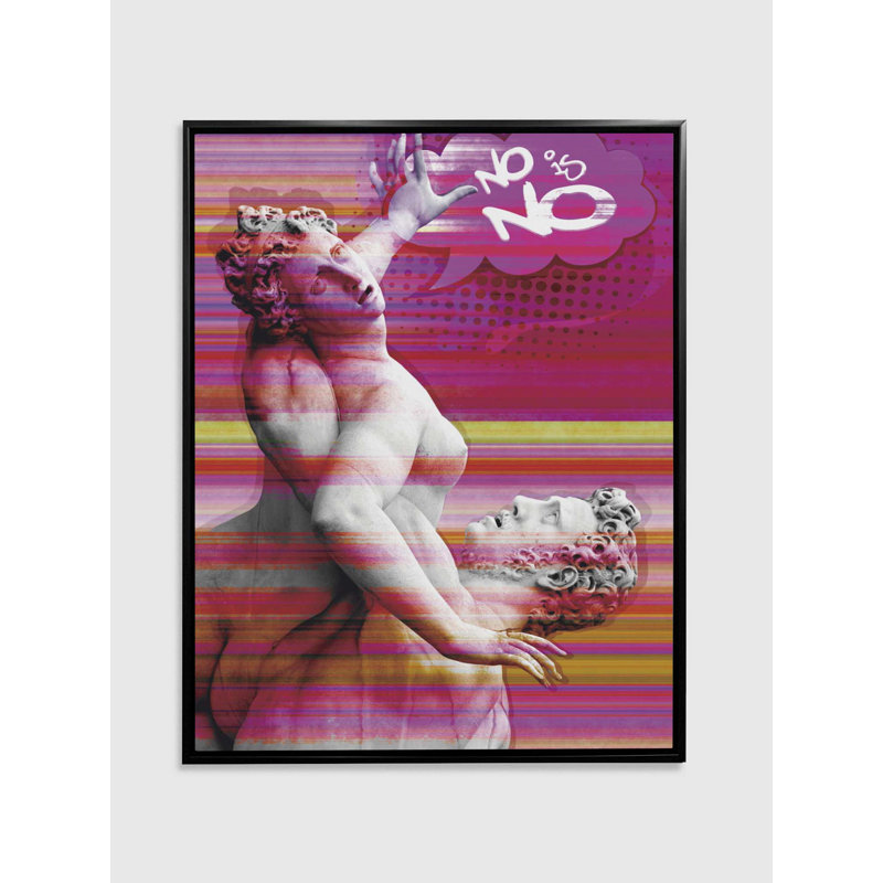 Art mural «No Is No», Cadre noir, H 40 po x l 51 po x P 4 po