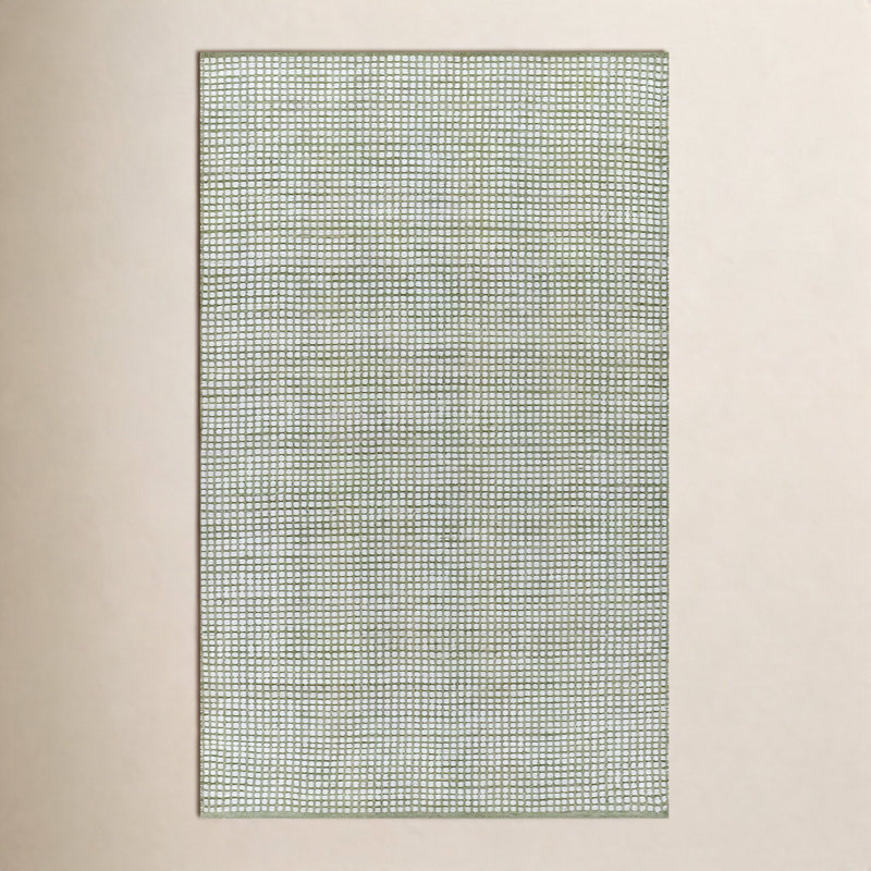 Tapis intérieur géométrique vert tissé à la main pour animaux de compagnie 5 pi x 7 pi 6 po, Rectangle 5 pi x 7 pi 6 po