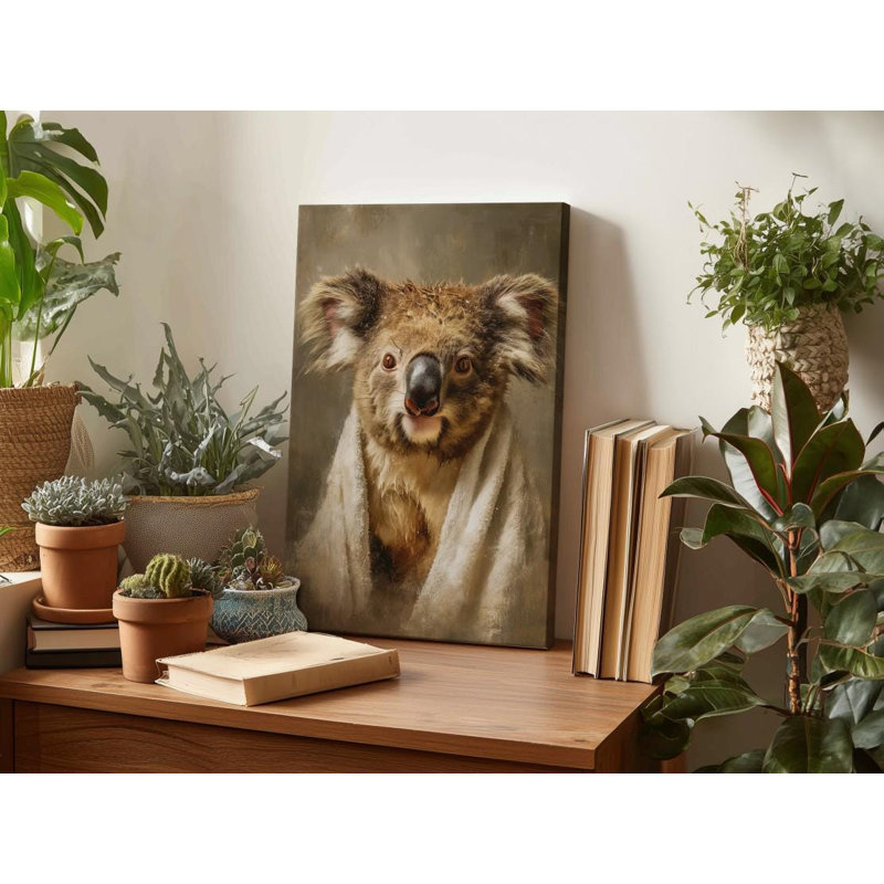 Art humoristique sur toile Koala: Portrait d'un animal de style victorien, H 45 po x l 30 po
