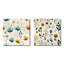 Ensemble de 2 collages carrés botaniques à motif floral minimaliste vert et jaune-582201766-582201788