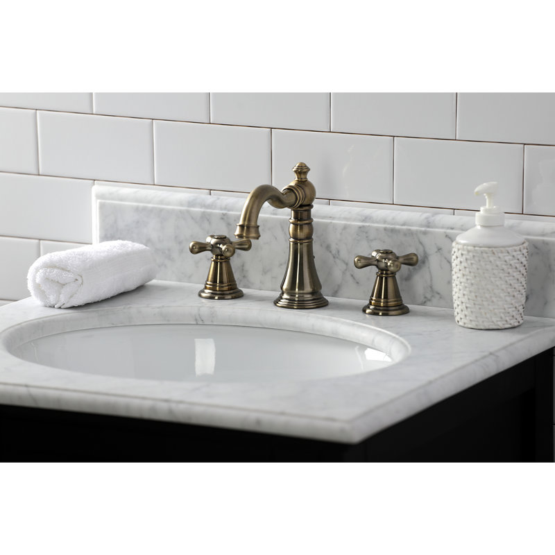 Widespread Bathroom Faucet with Drain Assembly, Antique Brass