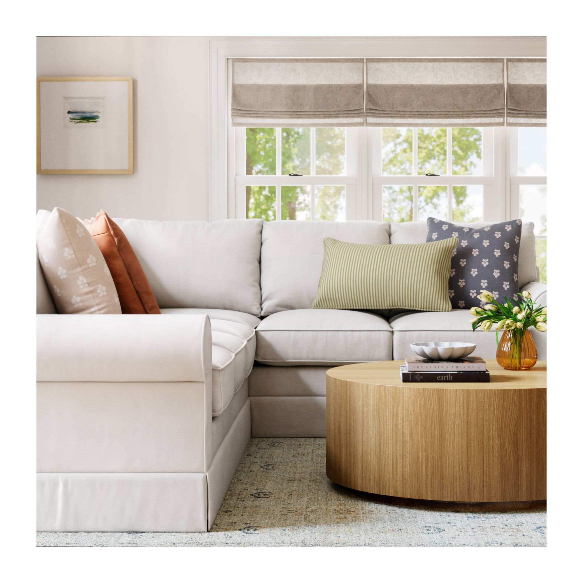 Hamachi Polyester Throw Square Pillow Cover & Insert, Polyester, Square 20", Chambray Floral 1