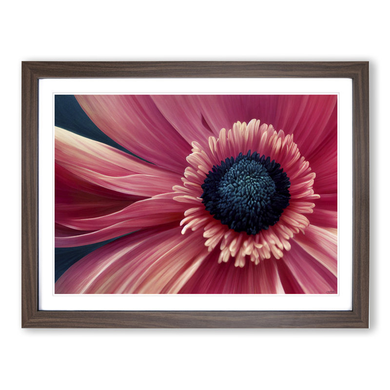 Flowing Flower - Single Picture Frame Print, Walnut Framed, 34cm H x 46cm W x 2cm D