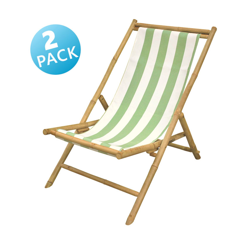 Chaise de plage inclinable Lckenham, Vert / blanc