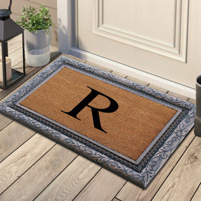 Mazama Rubber Coir Albena Monogrammed Doormat 24"x36", Bronze