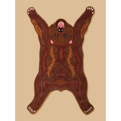 Exotic India Yoga Asana Mat For Exercise Hand-Tufted Bear Shaped | Wool & Cotton All Purpose Fitness And Workout Mat | Rug'S For Multipurpose & Suitable For Living Room