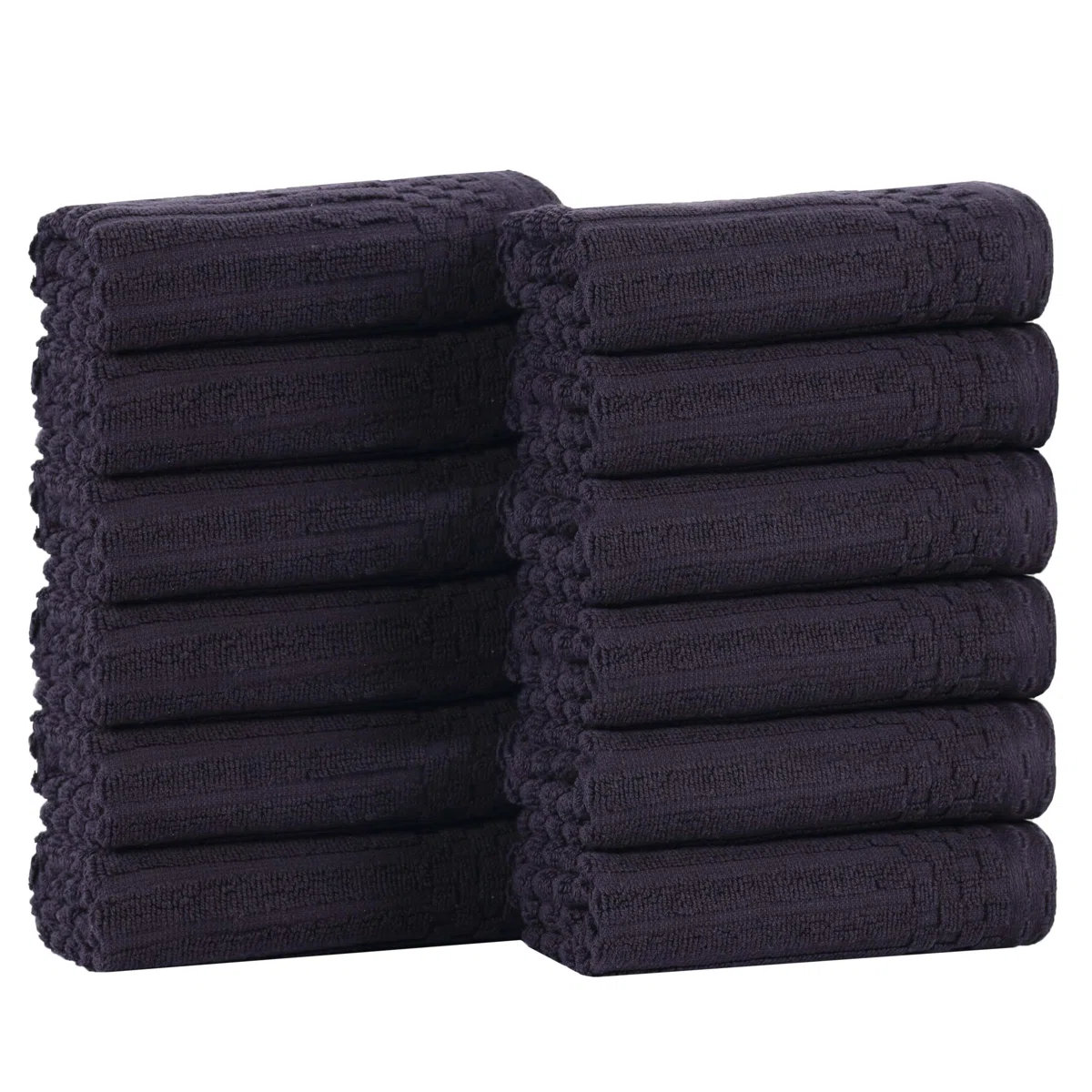 Juras Ribbed Cotton Washcloth Set, Black