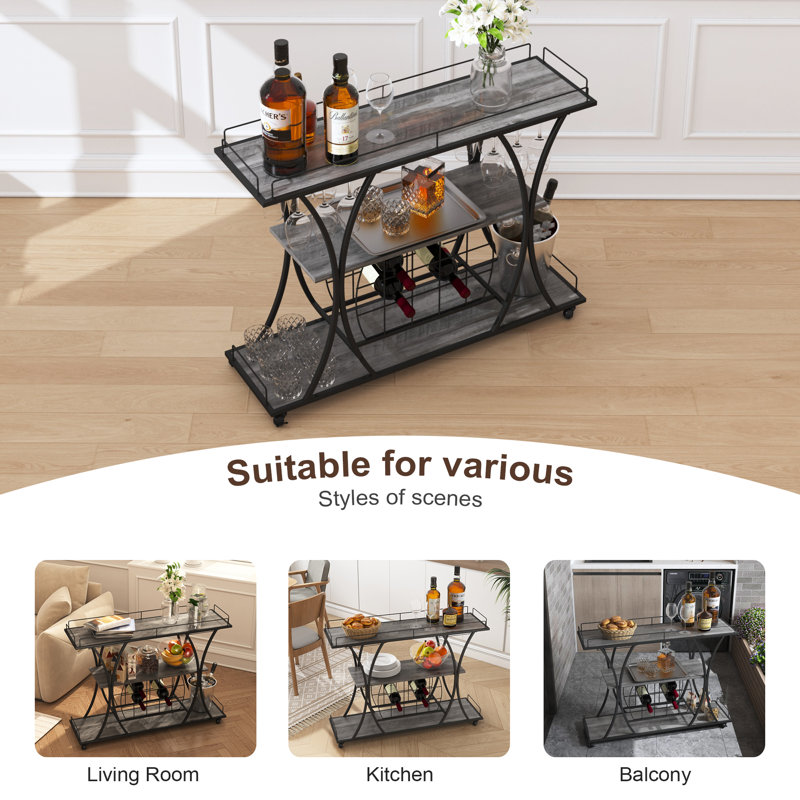 Industrial Bar Cart Kitchen Bar