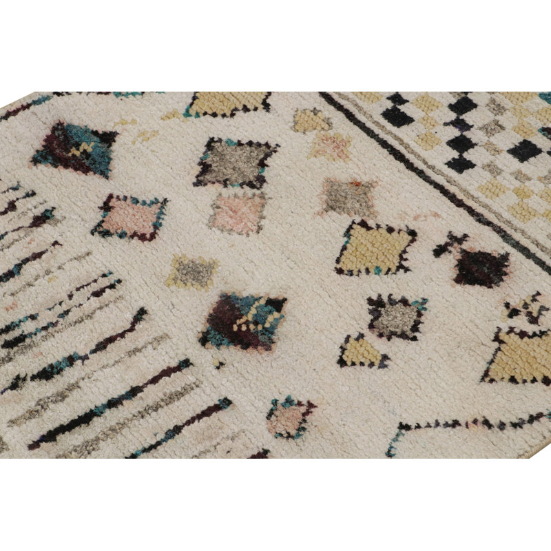 Moroccan Hand Knotted Geometric Area Rug, Rectangle 8' x 10'