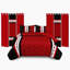 Ensemble de couvre-lit et rideau 9 pièces en microfibre rouge et noir avec 2 taies décoratives et 6 œillets filtrant la lumière-129076986