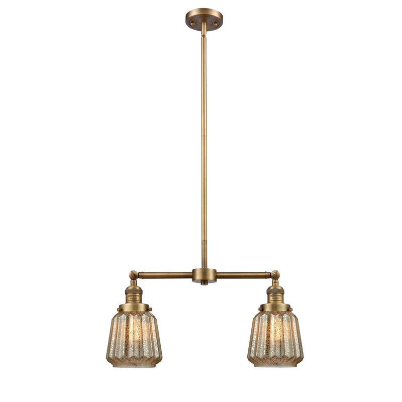 Luminaire suspendu linéaire à 2 lumières pour îlot de cuisine Vinson, Ampoule DEL 6 watts Vinage, Plaqué mercure