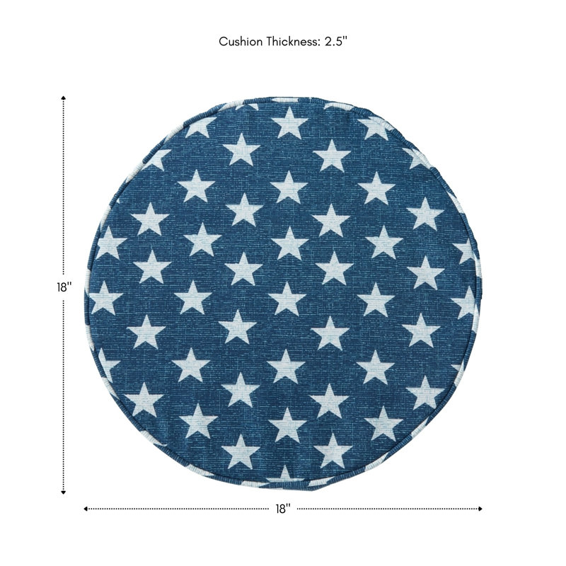 Outdoor Round Dining Chair Seat Pad, Stars