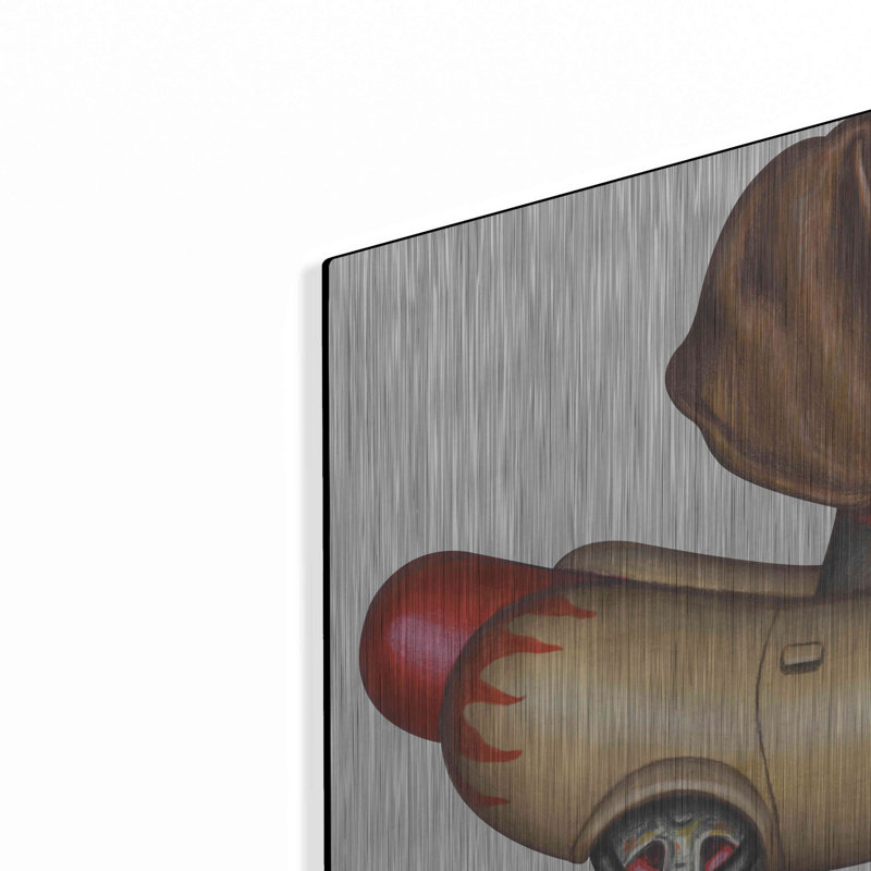 «Brown Dachshund Hotdog Car» par Danny Gordon, H 12 po x l 16 po