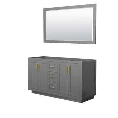 Base de meuble-lavabo double autoportante 59,25 po Miranda avec miroir 58 po Miranda