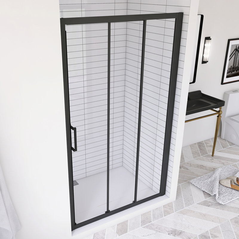 44-48"x70" Framed Sliding Shower Door - Reversible Design, Stain-Resistant Nano Glass