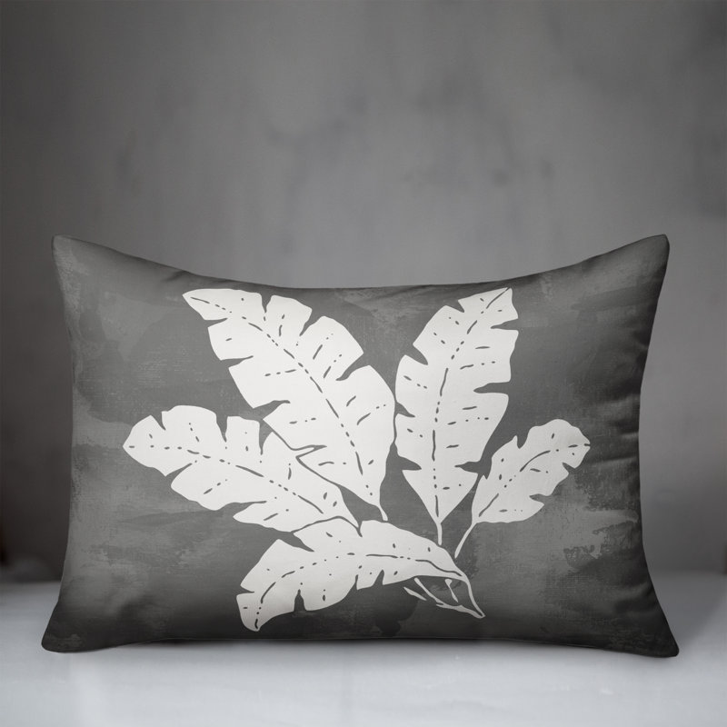 Floral Outdoor Reversible Throw Pillow, Gray